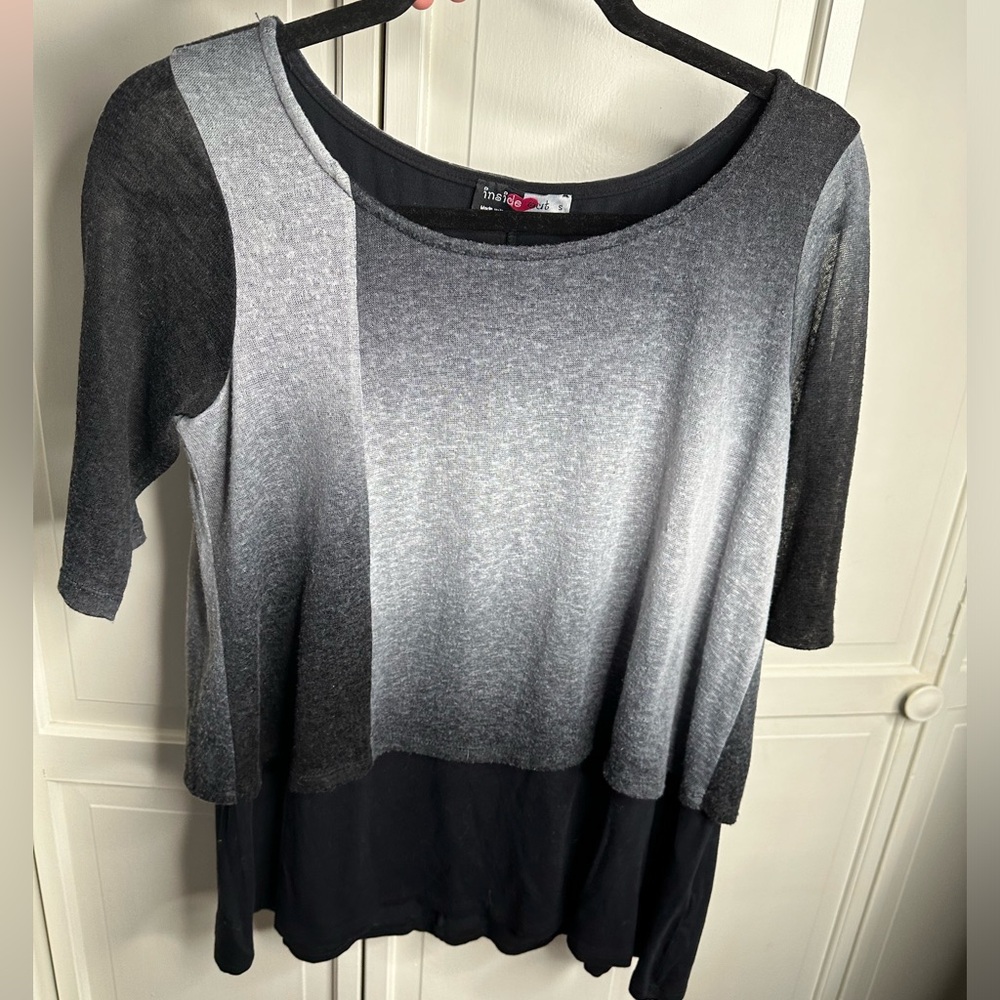 INSIDE OUT made with love white, gray, and black layered sweater size small